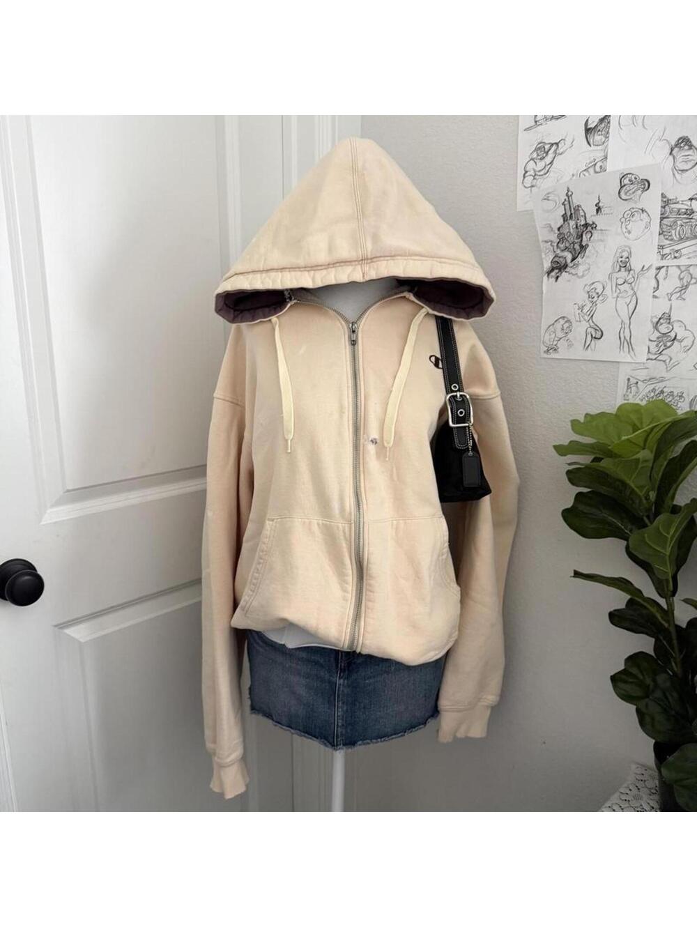 Champion cream zip up hoodie